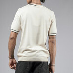 Crewneck Striped Details Knit Shirt // Off-White (XL)