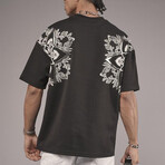 Oversized Backprint Crewneck T-shirt // Black (XL)