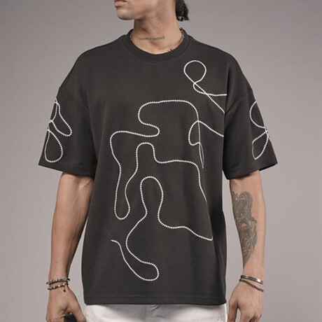 Embroidered Crewneck T-Shirt // Black (S)