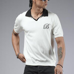 Knit Polo Shirt // White + Black (S)