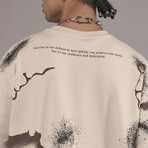 Oversized Printed Pattern Crewneck T-Shirt // Beige (XL)