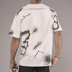 Oversized Printed Pattern Crewneck T-Shirt // White (M)