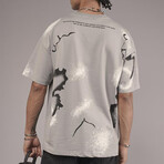 Oversized Printed Pattern Crewneck T-Shirt // Gray (XL)