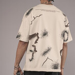 Oversized Printed Pattern Crewneck T-Shirt // Beige (XL)