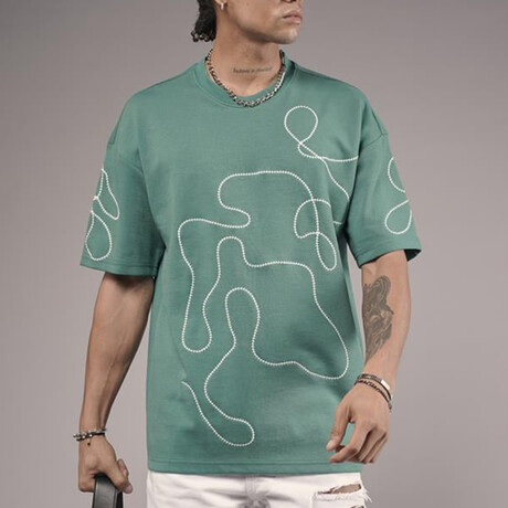 Embroidered Crewneck T-Shirt // Green (S)
