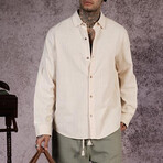 Muslin Oversized Button-Up Shirt // Beige (2XL)