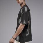Oversized Printed Pattern Crewneck T-Shirt // Black (M)