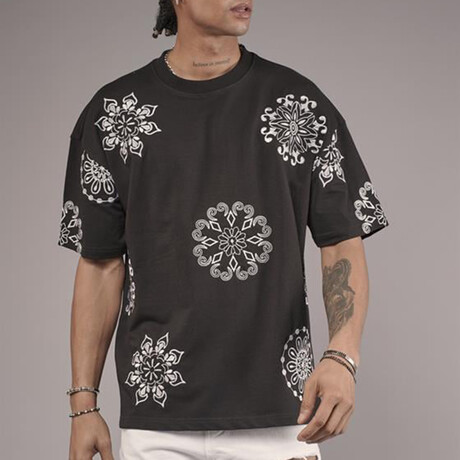 Oversized Embroidered Crewneck T-Shirt // Black (S)