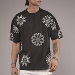 Oversized Embroidered Crewneck T-Shirt // Black (L)