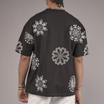 Oversized Embroidered Crewneck T-Shirt // Black (L)