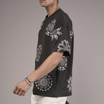 Oversized Embroidered Crewneck T-Shirt // Black (L)