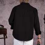 Muslin Oversized Button-Up Shirt // Black (XL)
