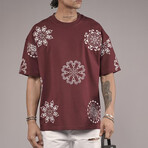 Oversized Embroidered Crewneck T-Shirt // Burgundy (S)