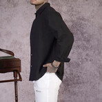 Muslin Oversized Button-Up Shirt // Black (XL)