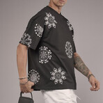 Oversized Embroidered Crewneck T-Shirt // Black (L)