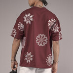 Oversized Embroidered Crewneck T-Shirt // Burgundy (S)