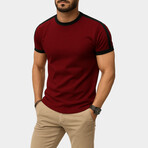 Color-Block Crewneck T-Shirt // Burgundy + Black (XL)