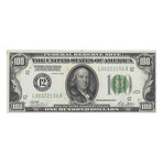 1928 $ 100 Federal Reserve Note # 12 San Francisco REDEEMABLE IN GOLD LOW SERIAL # 150