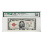 1928 F $ 5 Legal Tender PMG 65 EPQ FANCY SERIAL NUMBER 777666