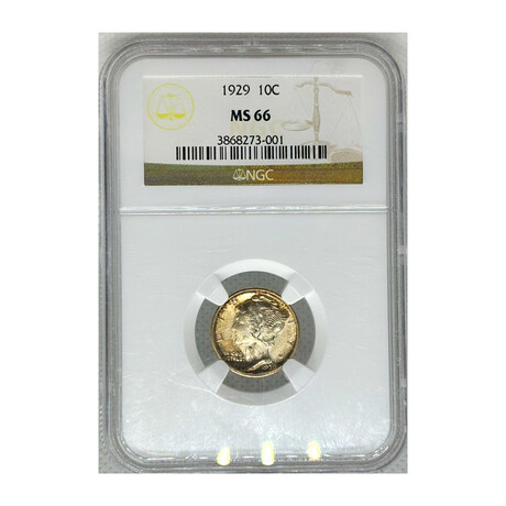 1929 P Mercury Dime NGC MS 66 # 001