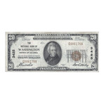 1929 $ 20 NATIONAL BANK OF WASHINGTON DISTRICT OF COLUMBIA # 176