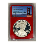1987 S Silver Eagle NGC MS 69 PROOF ULTRA CAMEO GOLDEN GATE BRIDGE Label # 106