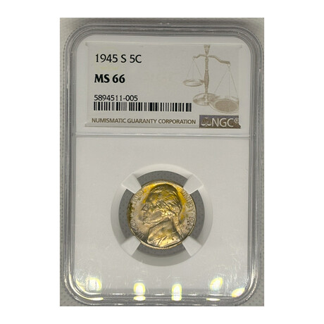 1945 S Jefferson Nickel NGC MS 66  WOLRD WAR II NICKEL # 005