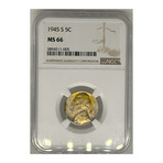 1945 S Jefferson Nickel NGC MS 66  WOLRD WAR II NICKEL # 005