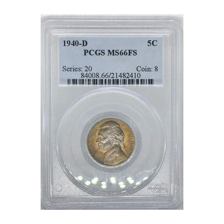 1940 D Jefferson Nickel PCGS MS 66 FULL STEPS # 410