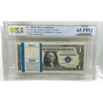 1957 B $ 1 Silver Certificate VERY HIGH GRADE PACK PCGS 65 PPQ GEM UNCIRCULATED LUCKY SERIAL NUMBER 777