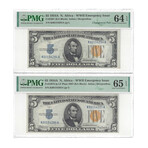 1934 A $ 5 North Africa WW II Emergency Issue CHANGEOVER  PAIR