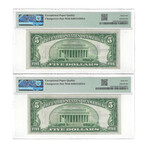 1934 A $ 5 North Africa WW II Emergency Issue CHANGEOVER  PAIR