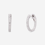 18K White Gold Diamond Hoop Earrings II // New