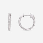18K White Gold Diamond Hoop Earrings II // New