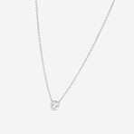 18K White Gold Bezel Set Diamond Solitaire Pendant Necklace // 16" // New