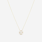 18K Yellow Gold Diamond Cluster Pendant Necklace I // 16" // New