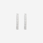 18K White Gold Diamond Hoop Earrings I // New