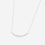 18K White Gold Diamond Smile Necklace // 18" // New
