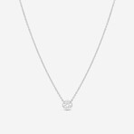 18K White Gold Bezel Set Diamond Solitaire Pendant Necklace // 16" // New