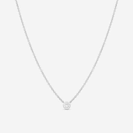 18K White Gold Diamond Necklace // 16" // New