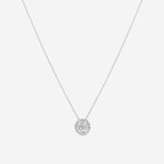 18K White Gold Diamond Cluster Pendant Necklace // 16" // New