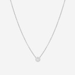 18K White Gold Bezel Set Diamond Solitaire Pendant // 16" // New