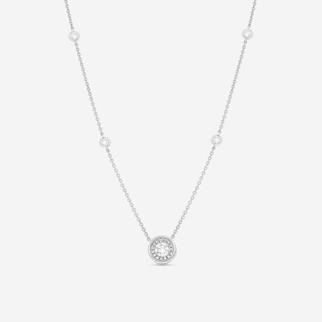 18K White Gold Diamond Cluster Pendant // 16" // New