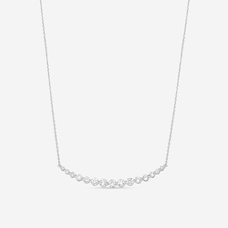 18K White Gold Diamond Smile Necklace // 18" // New