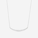 18K White Gold Diamond Smile Necklace // 18" // New