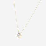 18K Yellow Gold Diamond Cluster Pendant Necklace I // 16" // New