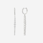 18K White Gold Diamond Hoop-Drop Earrings // New