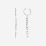 18K White Gold Diamond Hoop-Drop Earrings // New