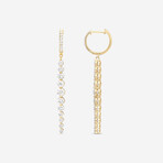 18K Yellow Gold Diamond Hoop-Drop Earrings // New