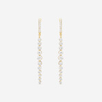 18K Yellow Gold Diamond Hoop-Drop Earrings // New